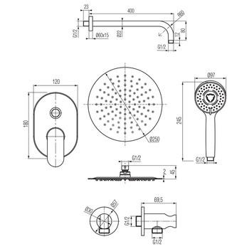 CARRE zestaw natryskowy podtynkowy