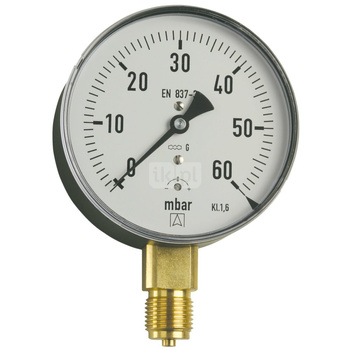 Ciśnieniomierz różnicowy AFRISO KP D211 -60/0 mbar mosiądz G1/2B aksjalne fi 100, kl. 1.6%