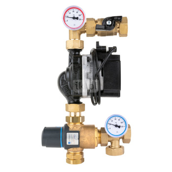 Grupa pompowa AFRISO BTU 502 nakrętka x nakrętka 1'' x 1'', z zaworem mieszającym, z pompą obiegową Grunfos UPM3 Auto