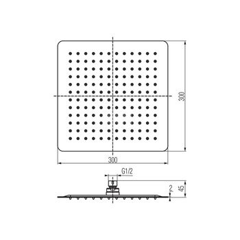 CARRE Głowica prysznicowa 300x300x2 mm chrom.