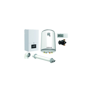 Pakiet - Kocioł gazowy jednofunkcyjny DE DIETRICH MCR4 19 kondensacyjny wiszący 2.5 - 20.7 kW+ Zestaw powietrzno-spalinowyKoncentryczny PP/Alu fi 60/100 + RegulatorAD248P + Zasobnik c.w.uAQUAvie100 + Filtr magnetyczny XS90