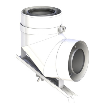 Kolano renowacyjne 90st. fi80/125mm do kominów ceramicznych z regulowaną podporą, z uszczelką