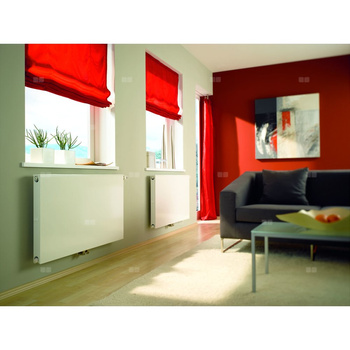 Grzejnik płytowy typ 11 KERMI Plan-Vplus, lewy, z osłoną wym. 505 x 905 mm, kolor biały, moc 678 W