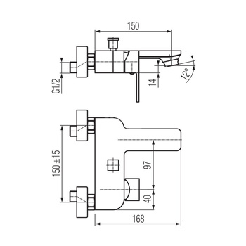 LOFT Bateria wannowa ścienna ( bez akcesoriów )