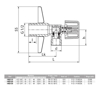 Zawór wodny VALVEX Eko GZ 1/2'' x GZ 1/2''