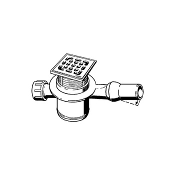 Wpust VIEGA 49214 z 1 przyłączem DN 50, odpływ pionowy, kratka 100x100mm stal