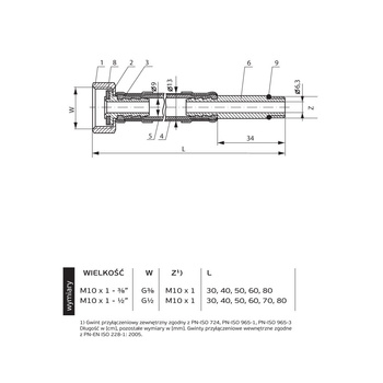 PHA-9145/L G1/2xM10 40cm WZ PN12 DN8 Przyłącze elastyczne CuZn-EPDM-304