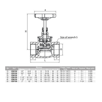 Zawór wodny VALVEX Viking GW 1 1/4'' x GW 1 1/4''