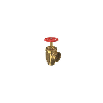 P.POŻ. ZAWÓR HYDRANTOWY KĄTOWY Z GWINTEM WEWNĘTRZNYM NPT ORAZ PRZYŁĄCZEM ROWKOWANYM GROOVE, MOSIĄDZ 2 1/2'' NPT GW x 2 1/2'' GROOVE