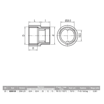 Przedłużacz śrut 20M TWIST L20 - 3/4