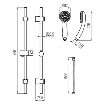 Natrysk przesuwny FARO z mydelniczką 5-funkcyjny