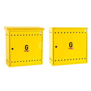 Skrzynka gazowa, 600x600x250, wolnostojąca, metalowa, z płaskim daszkiem - popielata