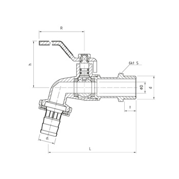 3102 G1 Z PN10 DN25 Kurek kulowy czerpalny ze złączka do węża CuZn-C EN13828