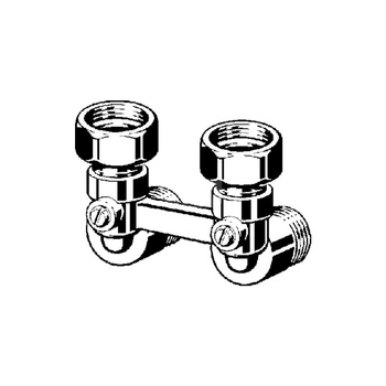 Moduł przyłączeniowy kątowy VIEGA 10975 mosiądz (niklowanie) 3/4'' zewnętrzne x 3/4'' Eurokonus, rozstaw 50 mm do grzejników