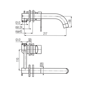 TUBE Bateria umywalkowa podtynkowa