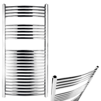 Grzejnik drabinkowy FERRO Łuk, podłączenie dolne, rozstaw 406, wym. 1200 x 450 mm, kolor chrom, moc 318W