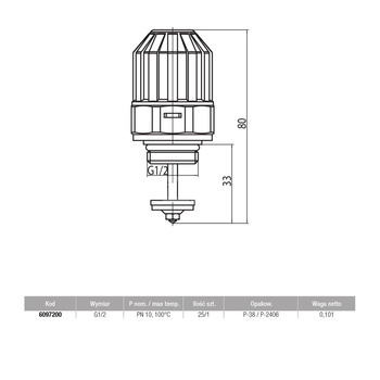 Zawór termostatyczny do belki rozdzielacza G3/4