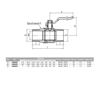 Zawór kulowy VALVEX Onyx mosiądz niklowany, PN40 3/4'' GZ, uchwyt: dźwignia