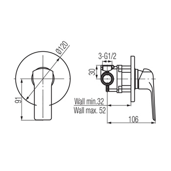 AURORA ROSE GOLD Bateria natryskowa podtynkowa