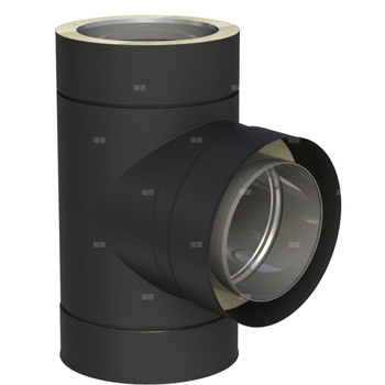 Trójnik 87' fi 130mm lakierowany na czarno (RAL9011)