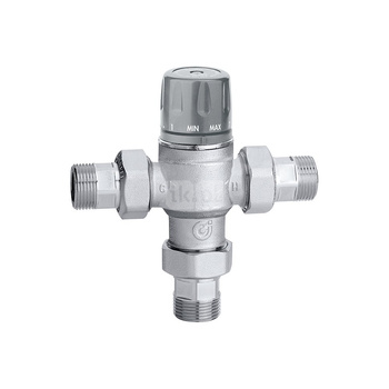 Zawór mieszający regulowany pokrętłem, z zaworami zwrotnymi i filtrami 1" 45÷65 st. C