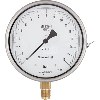 Manometr z rurką Bourdona AFRISO RF precyzyjny 0/10 bar G1/2B radialne fi 160 mm, kl. 0.6%