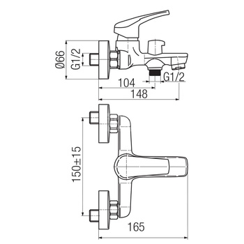 ECO Bateria wannowa ścienna (bez akcesoriów)
