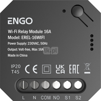 Smart Relay  inteligentny przekaźnik Wi-Fi do systemu ENGO Smart, 1x16A, NO-COM