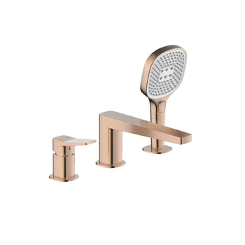 Bateria Malaga, wannowa, 3-otworowa stojąca, PVD brushed rose gold