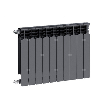 Grzejnik żeberkowy KFA Armatura G600F/10 aluminium, podłączenie boczne 672 x 805 mm, kolor grafit