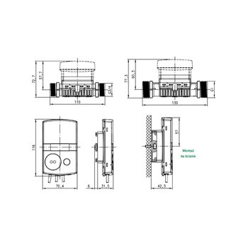 Ciepłomierz T230 qp 0,6 m3-h, wM-Bus 868 MHz ( radio ), redukcja 1-2"-M10 - powrót