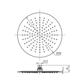 DIONE Głowica prysznicowa fi300x2 mm chrom.