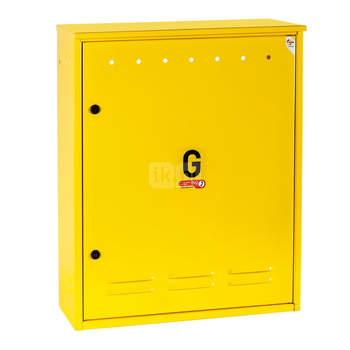 Skrzynka gazowa, 700x850x250, wolnostojąca, metalowa, ze skośnym daszkiem - brązowa (na dwa gazomierze w pionie)