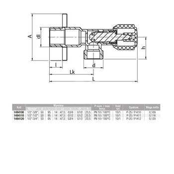 Zawór wodny VALVEX Proff GZ 1/2'' x GZ 3/4''