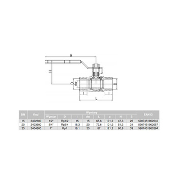 Kurek kulowy pełnoprzelotowy do gazu nikl z dźwig. Stal. (DSt) 4TECH (wersja N-N) 3/4