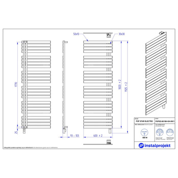 Grzejnik elektryczny Instal Projekt Pop Star Electro kremowa struktura/ice cream 60x180 cm POPSE-60/180C57+GH-09C1