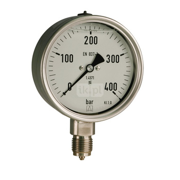 Manometr z rurką Bourdona AFRISO RF wstrząsoodporny -1/1,5 bar G1/4B radialne fi 63 mm, kl. 1.6%