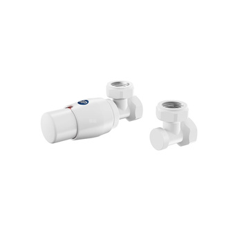 Zawór TERMOSTATYCZNY ELEGANT - ELGS026C/FK - KĄTOWY BIAŁY/WHITE MAT-C34 + ZŁĄCZKI NA PEX