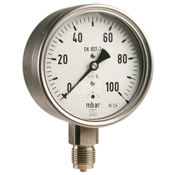 Manometr z rurką Bourdona AFRISO RF chemiczny 0/10 bar G1/2B aksjalne fi 100 mm, kl. 1,0%