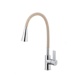 Bateria RUMBA Duo kuchenna stojąca z elastyczną wylewką, chrom-beżowy