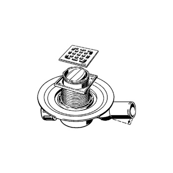 Wpust VIEGA 49362 z 1 przyłączem DN 50, odpływ pionowy, kratka 100x100mm stal