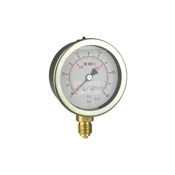 Manometr z rurką Bourdona AFRISO RF wstrząsoodporny -1/9 bar G1/4B aksjalne fi 63 mm, kl. 1.6%
