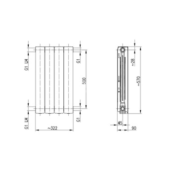 Grzejnik aluminiowy ADR 500/4 biały