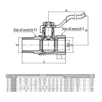 Zawór kulowy VALVEX Onyx mosiądz niklowany, PN30 2'' GZ x GW, uchwyt: dźwignia