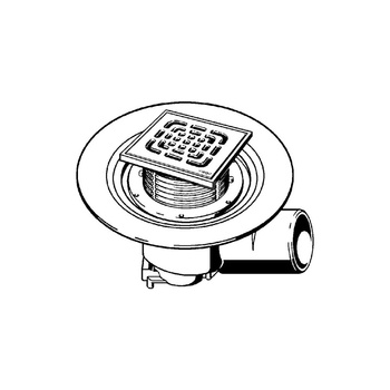 Wpust VIEGA 49551 z 1 przyłączem DN 100, odpływ pionowy, kratka 150x150mm stal