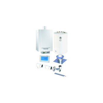 Pakiet - Kocioł gazowy jednofunkcyjny DE DIETRICH MCR3 Evo 24T kondensacyjny wiszący 6.1 - 24.8 kW + RegulatoriSense + Zestaw powietrzno-spalinowy szachtowy + Zasobnik c.w.uSRK150MG