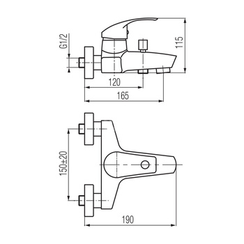 ANGELO Bateria wannowa ścienna (bez akcesoriów)