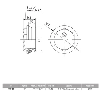 Korek VALVEX Suber mosiądz GZ