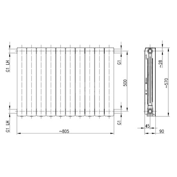 Grzejnik aluminiowy ADR 500/10 biały