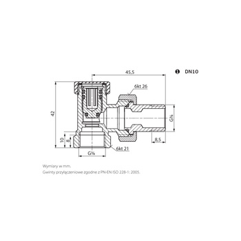 PHA-033 Zawór grzejnikowy odcinający kątowy 3/8" PN10